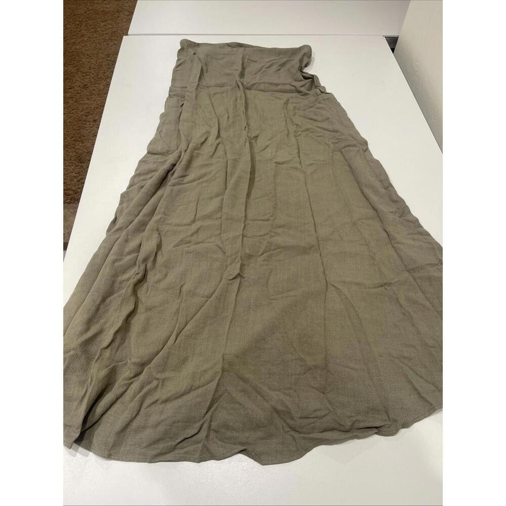 ASOS DESIGN linen blend bandeau maxi dress in khaki 10
